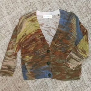Anthropologie Watercolor Cropped Cardigan Medium